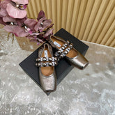 ALAIA MARY JANE PEARL IN COPPER GLOSSY LAMBSKIN